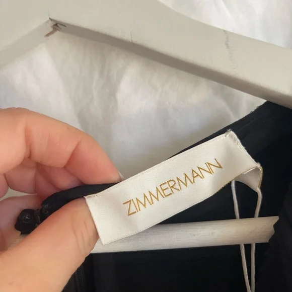 Zimmermann Black Ruffle Maxi Dress Quiet Luxury Pleated Gown Size 0 NEW - Picture 8 of 16